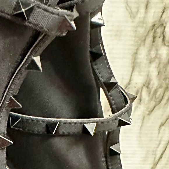 Olivia Ferguson Black Studded Spiked Stilettos Boots Booties Women Sz 8 Sexy - Picture 7 of 11